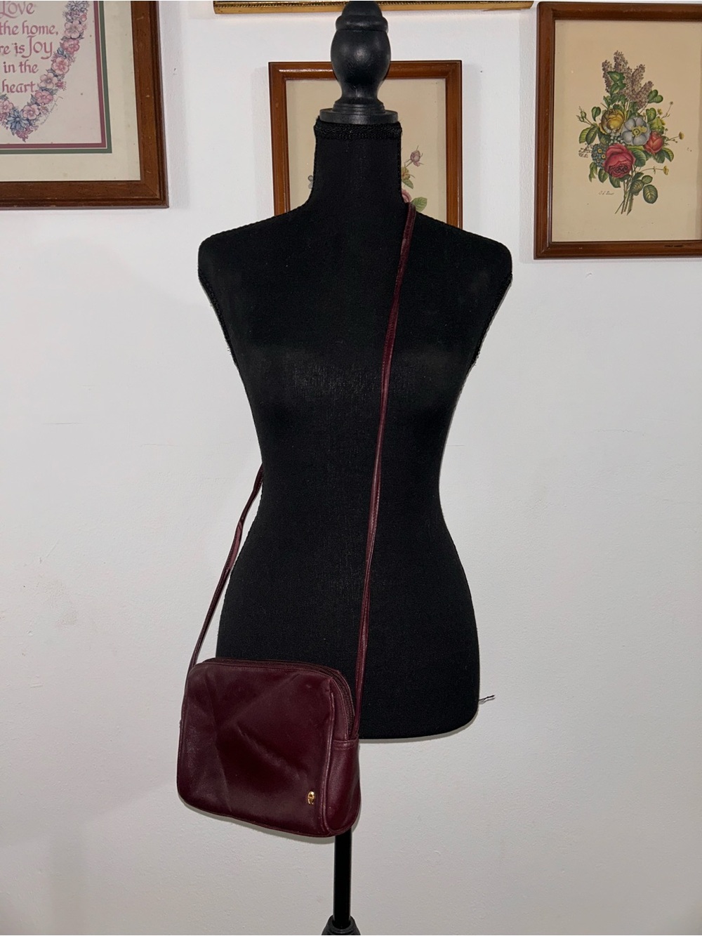 Etienne Aigner Burgundy Leather Crossbody Bag